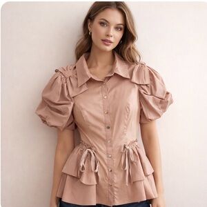 Made in Italy designer puff sleeve blouse